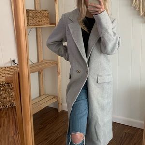 Abercrombie and Fitch Light Grey Tailored Wool- Blend Dad Coat